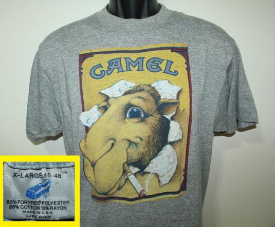 Joe Camel tri-blend rayon vtg 80s Sneakers gray t-shirt M/L