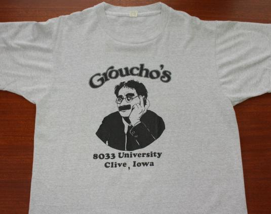 Groucho Marx Restaurant Clive Iowa vintage gray t-shirt L/XL