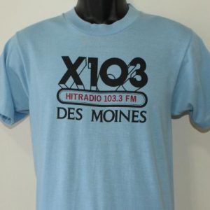 X103 radio station vintage light blue Screen Stars t-shirt S
