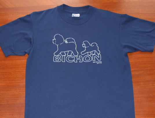 Bichon Dog 1992 vintage navy blue t-shirt Large