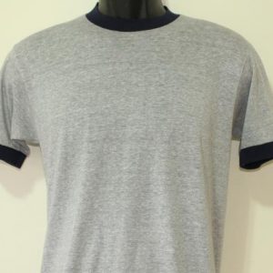 Gray and Navy possibly rayon vintage ringer t-shirt M/S