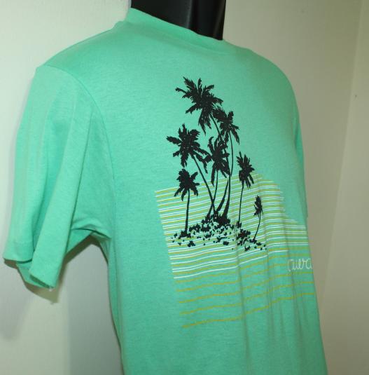 Hawaii palm trees vintage coral green t-shirt S/M
