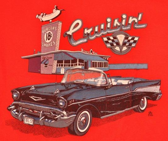 Cruisin Burgers Shakes Chevy Bel Air Diner vintage t-shirt S
