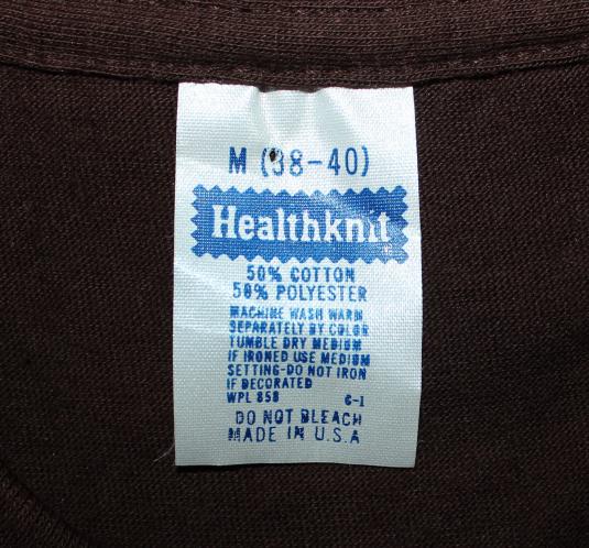 Healthknit vintage blank brown pocket tee t-shirt Tall XS