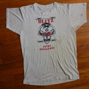 Blitz Never Surrender 1980s White vintage t-shirt