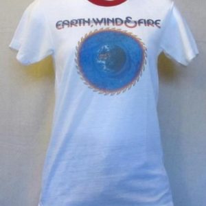 Deadstock 1975 EARTH WIND And FIRE Polyester RINGER T-Shirt