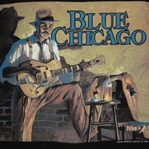 Vintage Blue Chicago John Carroll Doyle Painting 90s T-Shirt