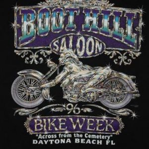 Vintage Boot Hill Saloon Bike Week 96 Chome Lady T-shirt