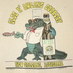 Vintage N' Awlins Cookery Dixie Beer Alligator T-Shirt