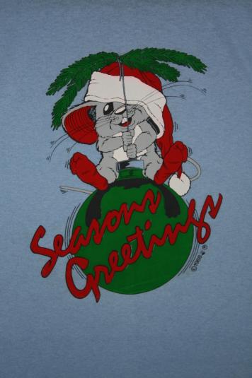 Vintage 80’s Seasons Greetings Christmas Mouse T-Shirt