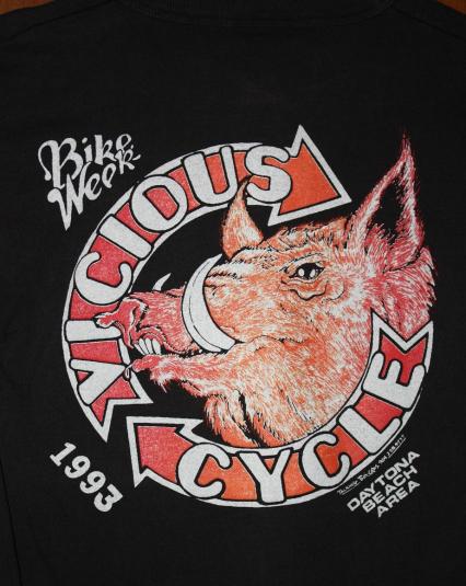 Vintage Daytona Beach Bike Week 1993 Vicious Cycles T-Shirt