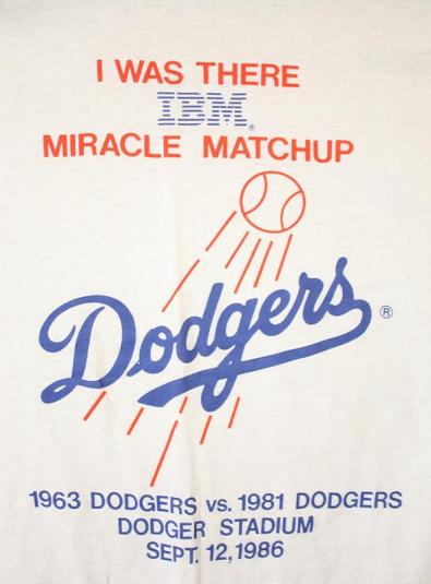 Vintage 1986 IBM Dodgers Computer Miracle Matchup T-Shirt