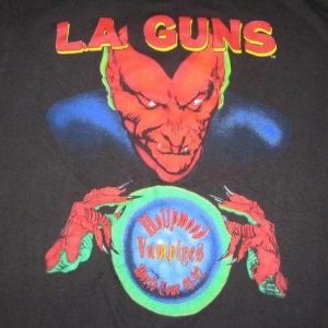 vintage LA GUNS HOLLYWOOD VAMPIRES 1991 Tour T-Shirt l.a 90s