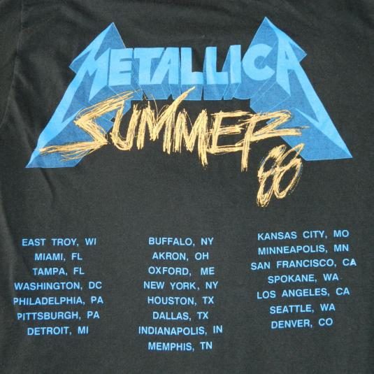 Vintage METALLICA SUMMER 88 TOUR T-Shirt DAMAGED JUSTICE