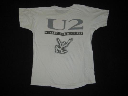 U2 T Shirt Bullet The Bleu Sky Band Logo Officiel Amplified Vintage Charcoal 