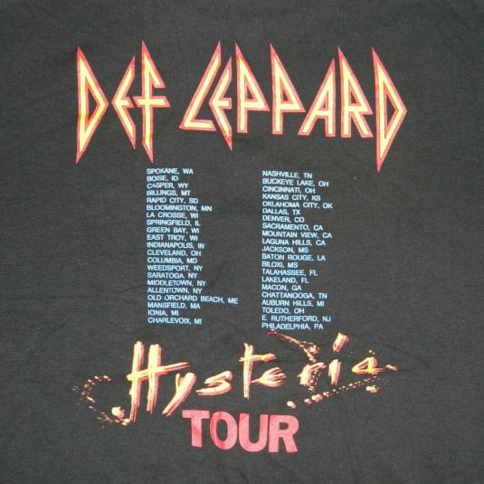Vintage DEF LEPPARD 1987 HYSTERIA TOUR T-Shirt 80s XL