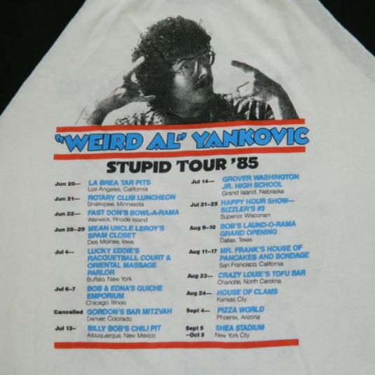 Vintage WEIRD AL YANKOVIC 1985 STUPID TOUR JERSEY T-Shirt