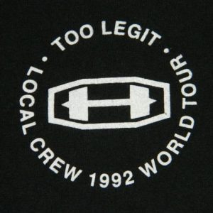 Vintage MC HAMMER LOCAL CREW 1992 TOO LEGIT TOUR T-Shirt xl