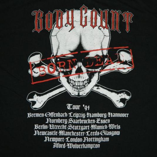 Vintage BODY COUNT 1994 BORN DEAD Tour T-shirt XL concert | Defunkd