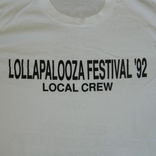 vintage LOLLAPALOOZA LOCAL CREW 1992 TOUR T-Shirt PEARL JAM