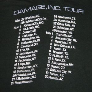 Vintage METALLICA 1986 DAMAGE INC TOUR T-Shirt XL m.o.p.