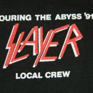Vintage SLAYER LOCAL CREW 1991 Abyss Tour T-Shirt XL