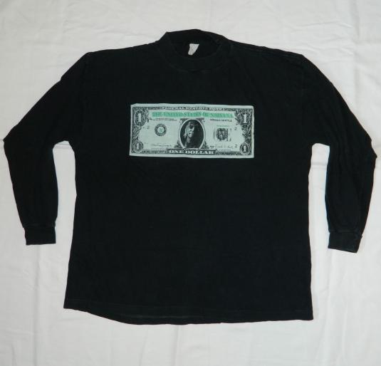 Vintage NIRVANA 1991 NEVERMIND DOLLAR BILL T-Shirt grunge