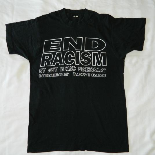 Vintage NEMESIS RECORDS 80S T-SHIRT END RACISM NOW! INSTED