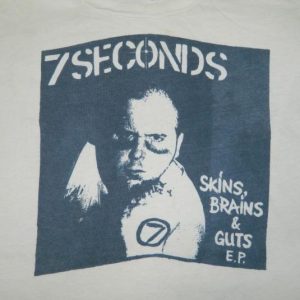 Vintage 7 SECONDS 1982 SKINS BRAINS & GUTS EP T-SHIRT sXe XL