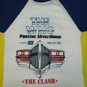 Vintage THE WHO THE CLASH 1982 TOUR JERSEY t-shirt 80s NOS