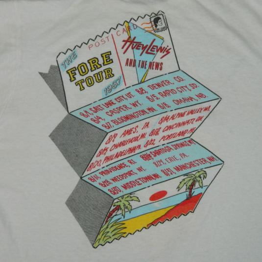 Vintage HUEY LEWIS AND THE NEWS 1987 FORE TOUR T-Shirt 80s Defunkd