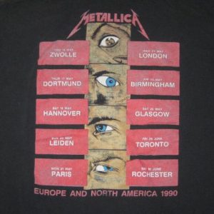 vintage METALLICA 1990 EUROPE TOUR T-Shirt concert xl metal