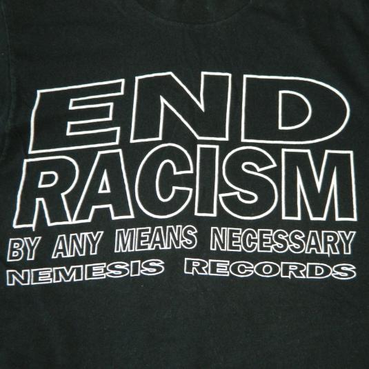 Vintage NEMESIS RECORDS 80S T-SHIRT END RACISM NOW! INSTED