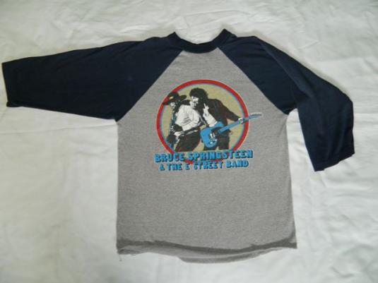 Vtg 70s 80s Bruce Springsteen Raglan Jersey Style T-Shirt White L Classic Rock