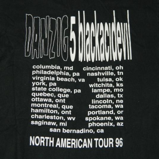 Vintage DANZIG 5 BLACKACIDEVIL 1996 TOUR T-SHIRT