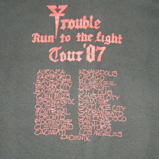 Vintage TROUBLE 1987 RUN TO THE LIGHT TOUR T-Shirt 80s
