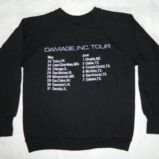 Vintage METALLICA 1986 DAMAGE, INC TOUR SWEATSHIRT t-shirt | Defunkd