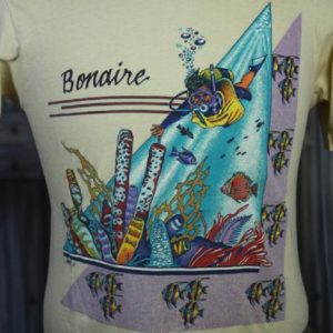 Vintage 80s Bonaire Caribbean Island Scuba Diving T Shirt