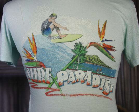 Vintage 80s Surf Paradise Island Burnout T Shirt
