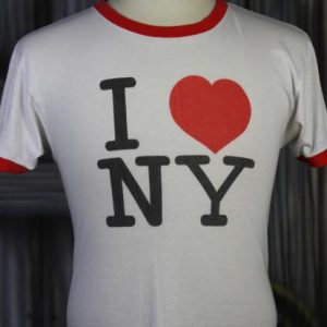 Vintage 80s I Love New York Paper Thin Ringer T Shirt