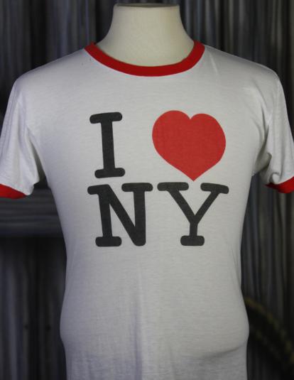 Vintage 80s I Love New York Paper Thin Ringer T Shirt