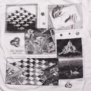 M.C. Escher Artwork T-Shirt, Optical Illusions Artist, 90s