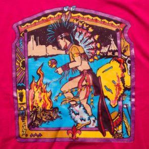 Native American Chief Dancing Ritual T-Shirt, Dark Pink