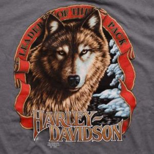 Vintage 90s 3D Emblem Harley-Davidson Leader of Pack Wolf T-Shirt
