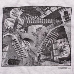M.C. Escher Relativity T-Shirt, Optical Illusion Artist, 90s