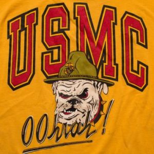 USMC Oohrah Bulldog T-shirt, Vintage 80s, US Marines USA Dog
