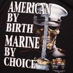 American by Birth Marine Choice T-Shirt, M, 3D Emblem 90s