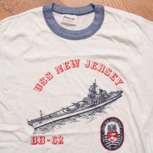 USS New Jersey BB-62 Battleship Ringer T-Shirt, Stedman Tee