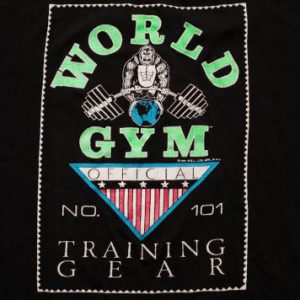 Vintage 90s Official World Gym Training Gear T-Shirt No. 101