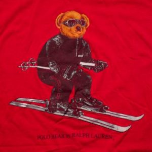 Vintage 90s Ralph Lauren Sport Skiing Polo Bear Red Ski T-Shirt